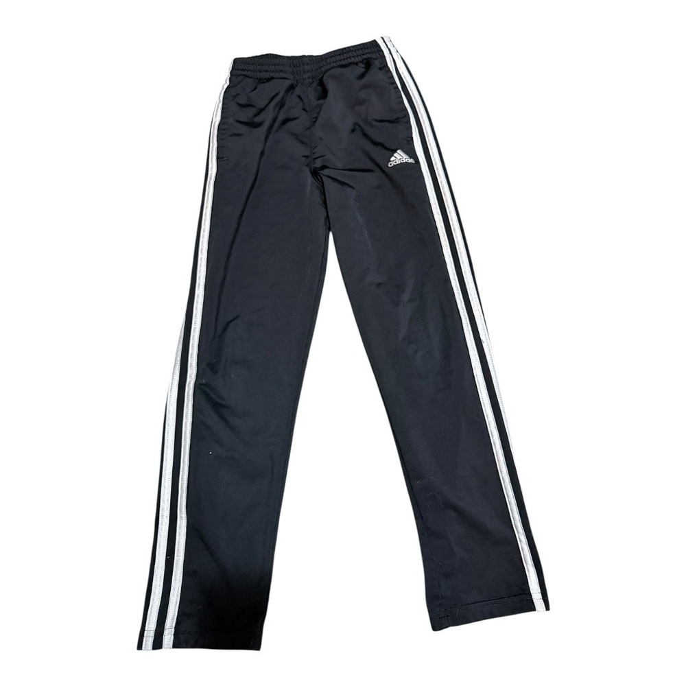 Athleisure Adidas Track Pants Straight Leg Sz 7 Black White 3-Stripe Activewear
